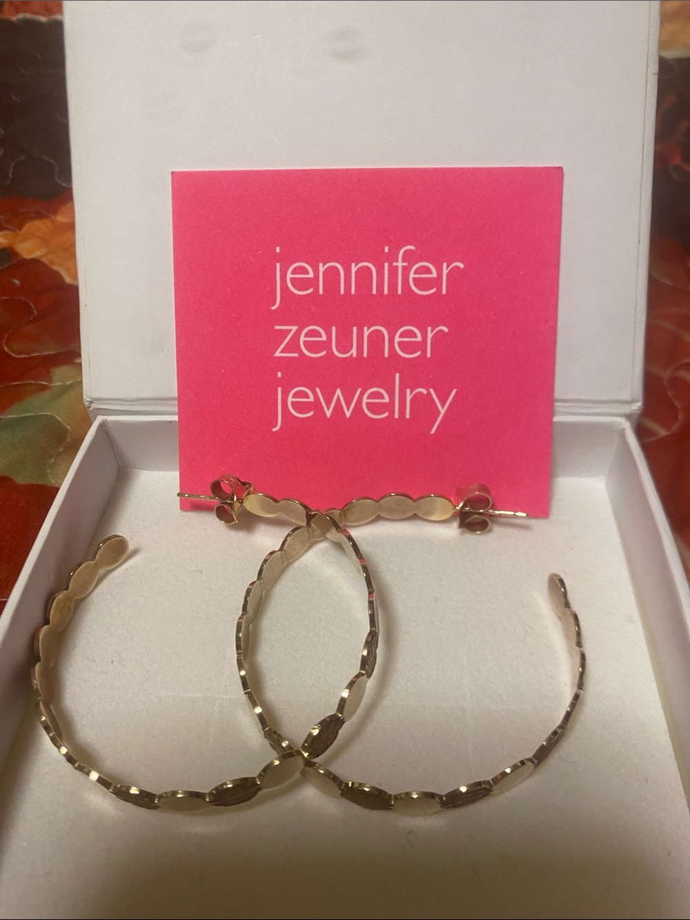 Textured Gold Disc Hoop Earrings